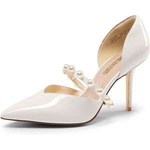 Bridal Closed Toe High Heels Pointed Toe with Pearls